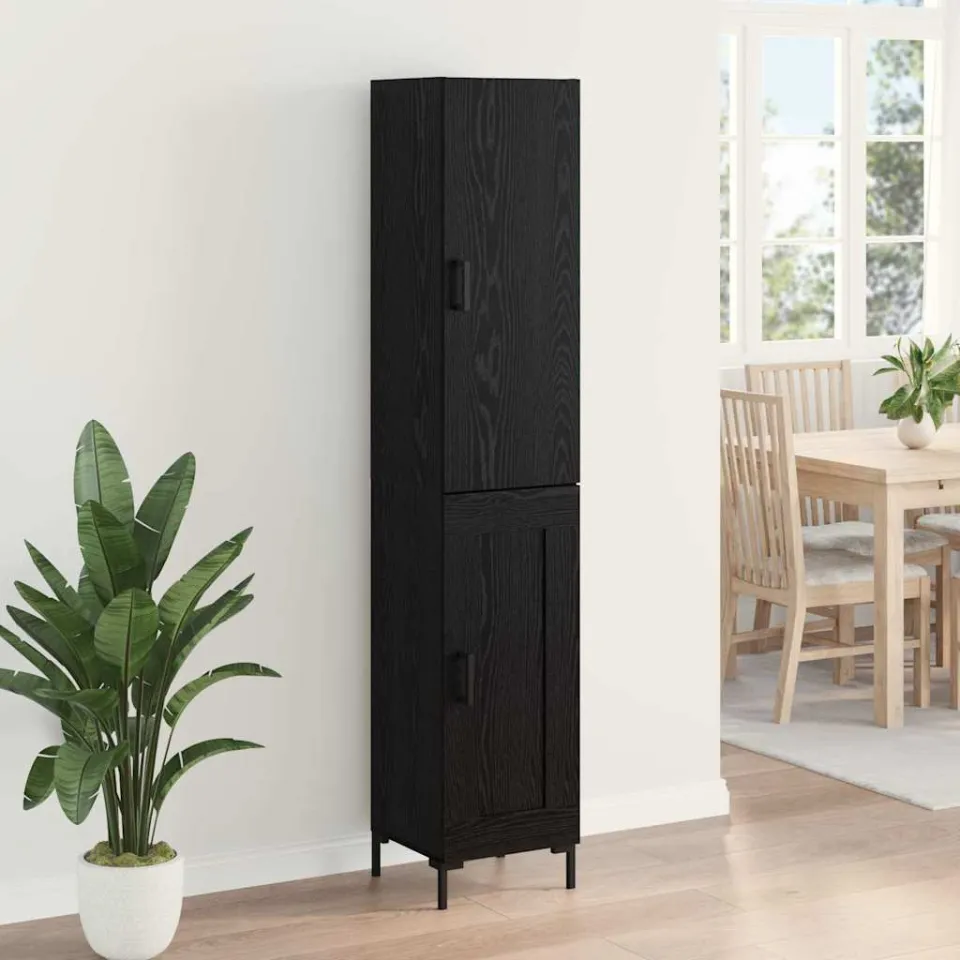 vidaXL Hoge kast Zwart Eiken 34,5 x 34 x 180 cm Bewerkt hout, foto 4