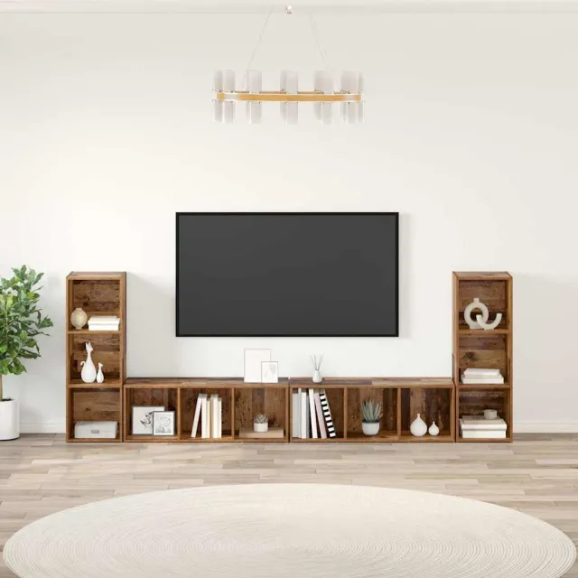 vidaXL Tv-meubelset 4 st 37 x 35 x 107 cm Oud Hout bruin, foto 2