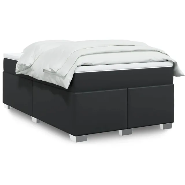 vidaXL Boxspring met matras kunstleer zwart 120x200 cm