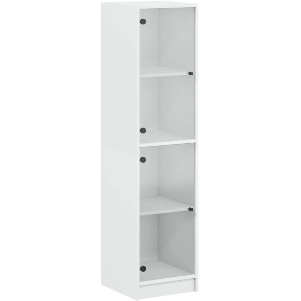 vidaXL Hoge kast met glazen deuren 35x37x142 cm wit