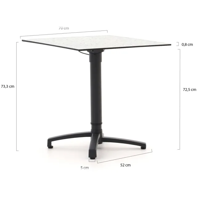 Bellagio tuinmeubelen Bellagio Canzo klaptafel 70x70x73/109cm verstelbaar Grijs