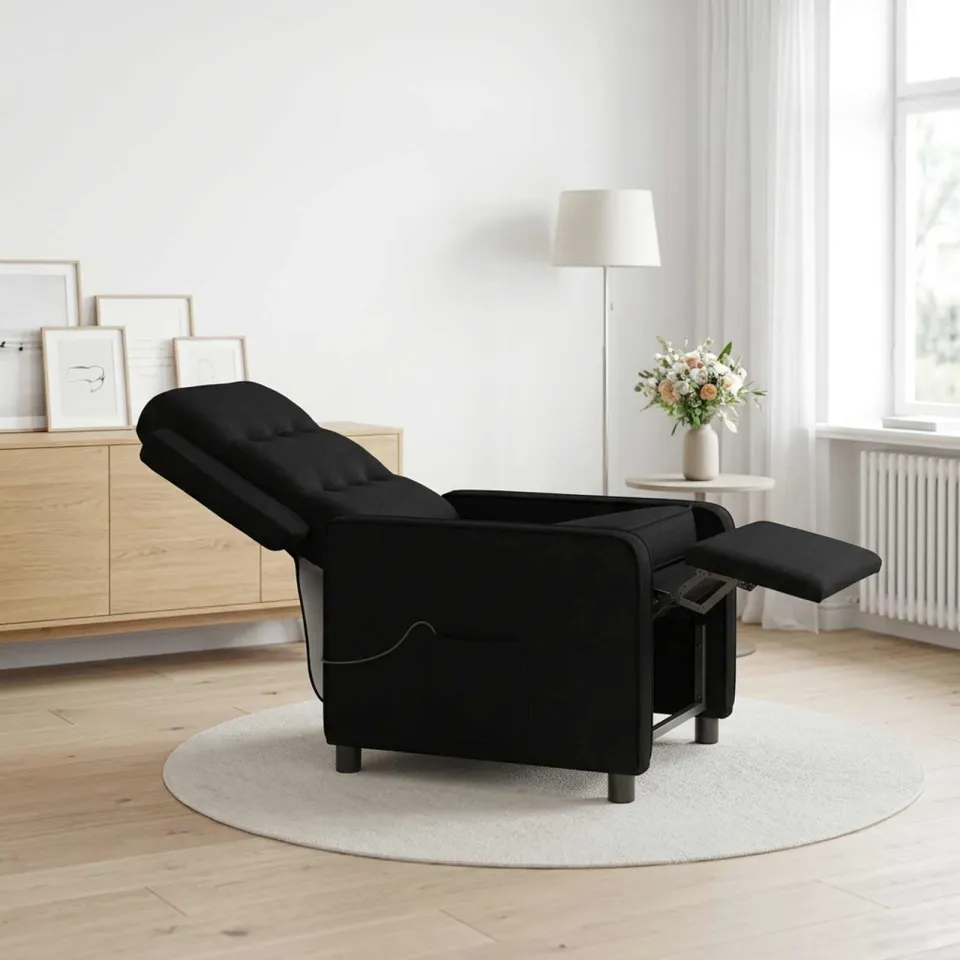 vidaXL Massage-relaxstoel Zwart 65 x 93 x 102 cm Stof, foto 4