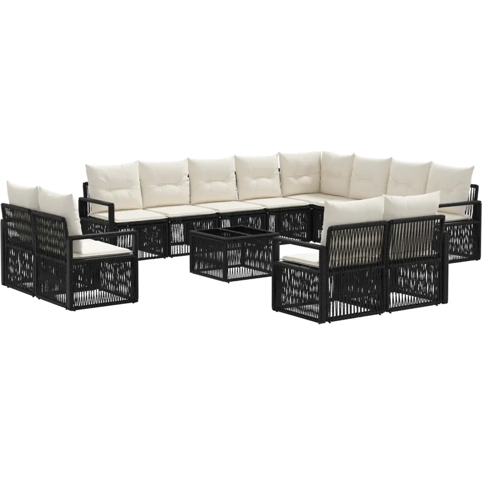 vidaXL Tuinbankenset 13 st Zwart poly rattan, foto 3