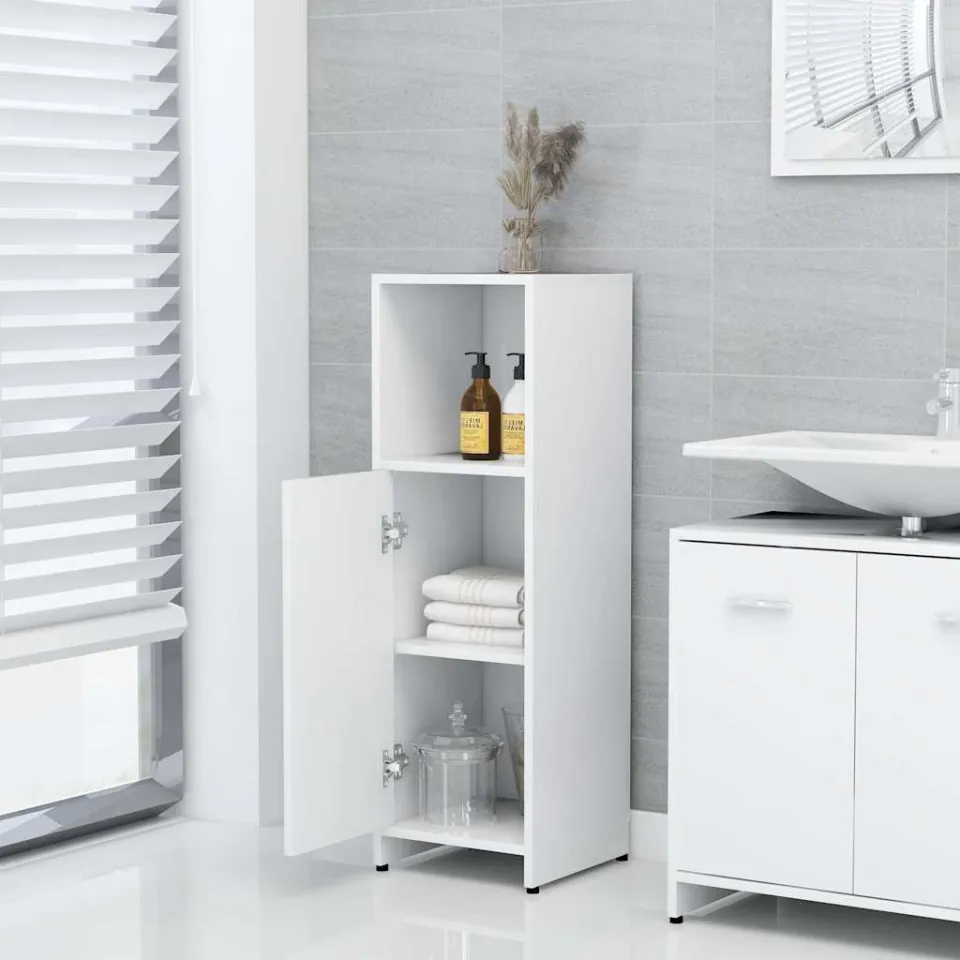 vidaXL 3-delige Badkamermeubelset bewerkt hout wit, foto 3