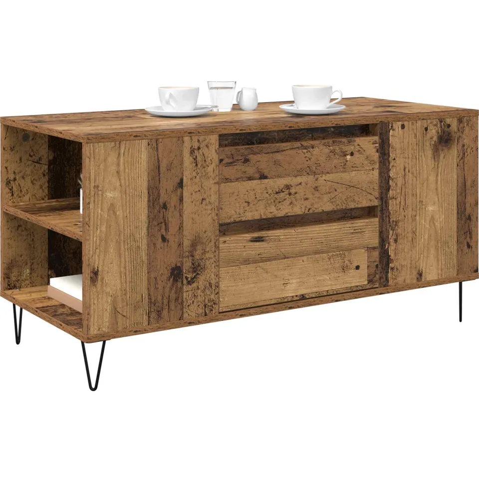 vidaXL Salontafel Oud Hout 102 x 44,5 x 50 cm Bewerkt hout Bruin
