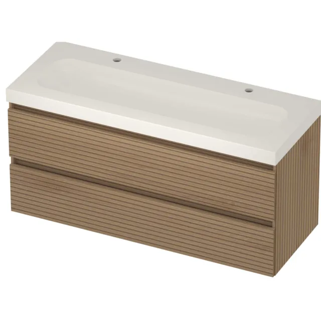 Basic-Line Moby 46 Badmeubelset Polystone 120x46x58 cm M46GWELO1202 Lamello Oak Glans Wit