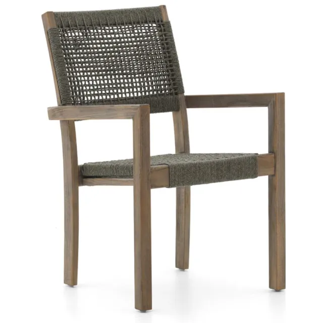 ROUGH Furniture ROUGH-Batang Rope/ROUGH-X 100cm dining tuinset 3-delig stapelbaar bruin, foto 3