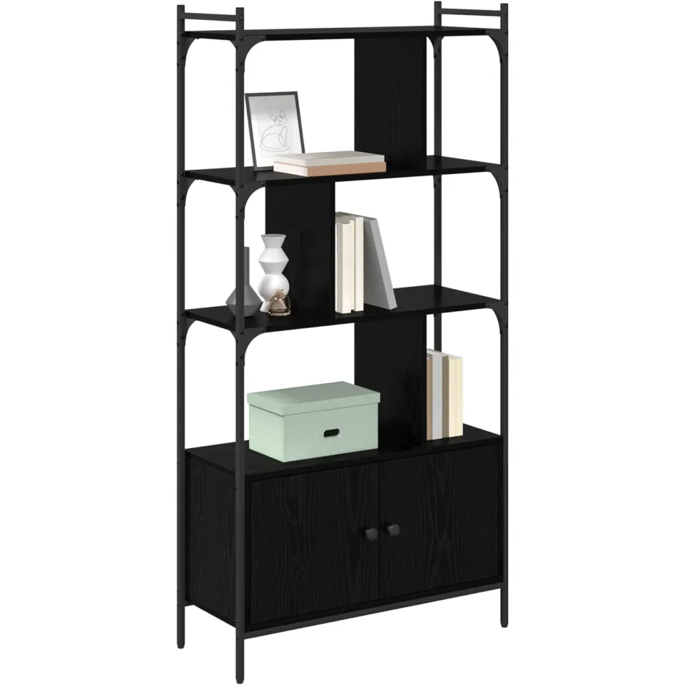 vidaXL Boekenkast 6-laags 76,5 x 30 x 154,5 cm Bewerkt hout Zwart