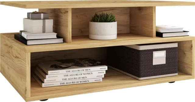 Vcm Houten hoge banktafel Hoge salontafel Woonkamertafel Bijzettafel Plank Esila Honing eik