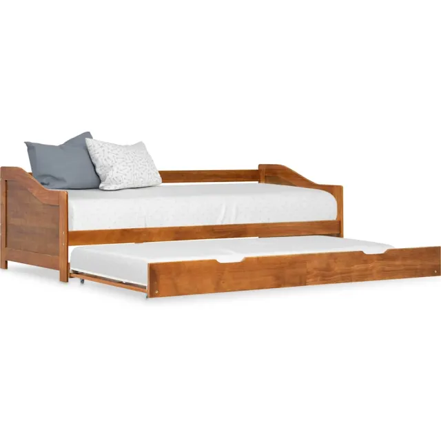 vidaXL Bedbank uittrekbaar grenenhout honingbruin 90x200 cm