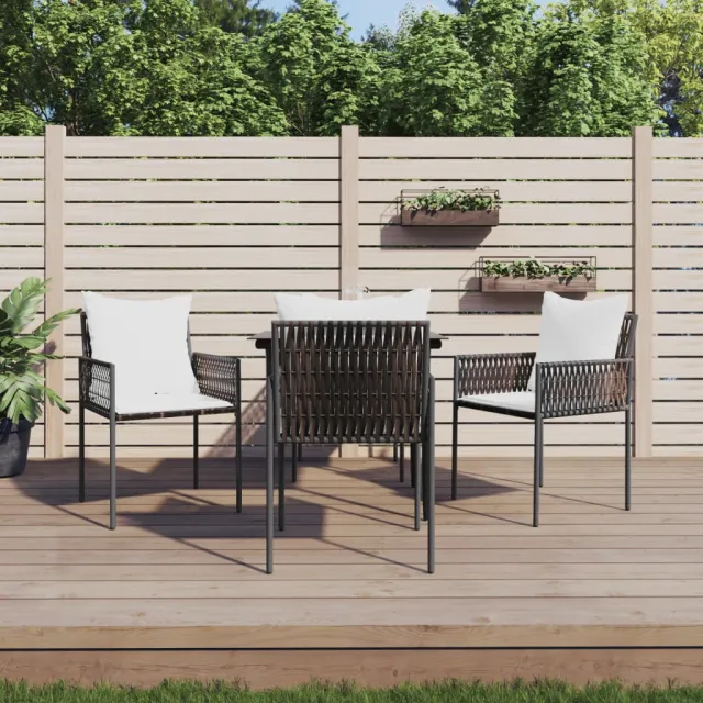 vidaXL 5-delige Tuinset met kussens poly rattan en staal Bruin