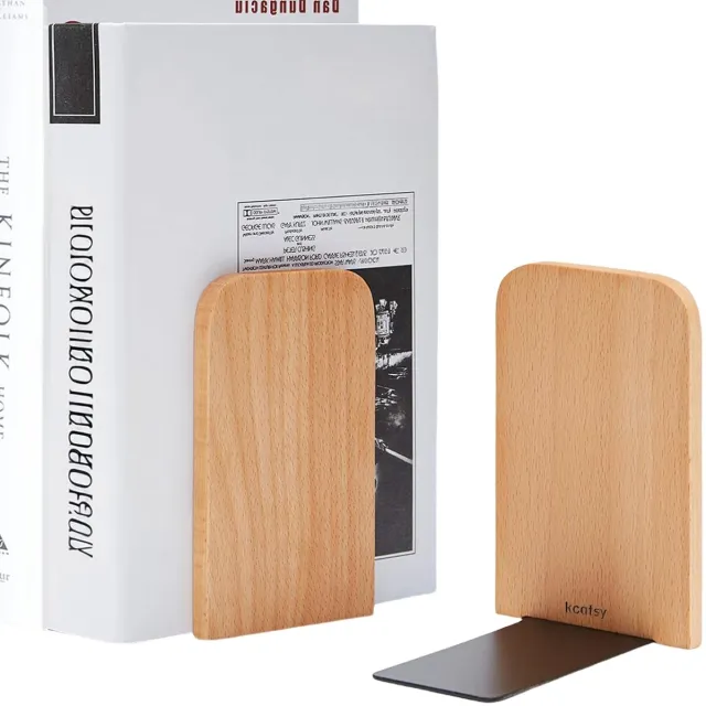 Famanu Boekenkast van hout, set van 2 stuks, 17 x 12 x 10,5 cm, ideaal voor school, kantoor en bibliotheek Naturel