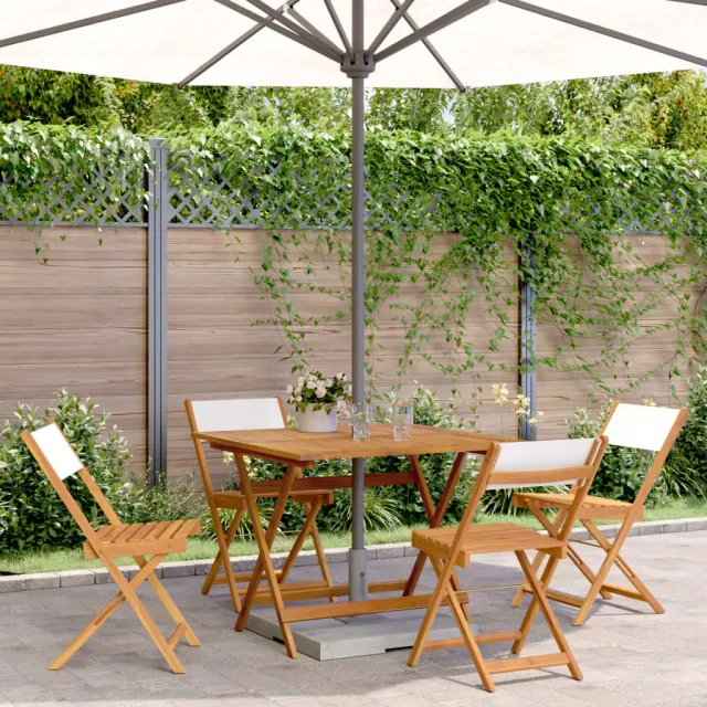vidaXL 5-delige Tuinset massief hout en stof crèmewit, foto 2