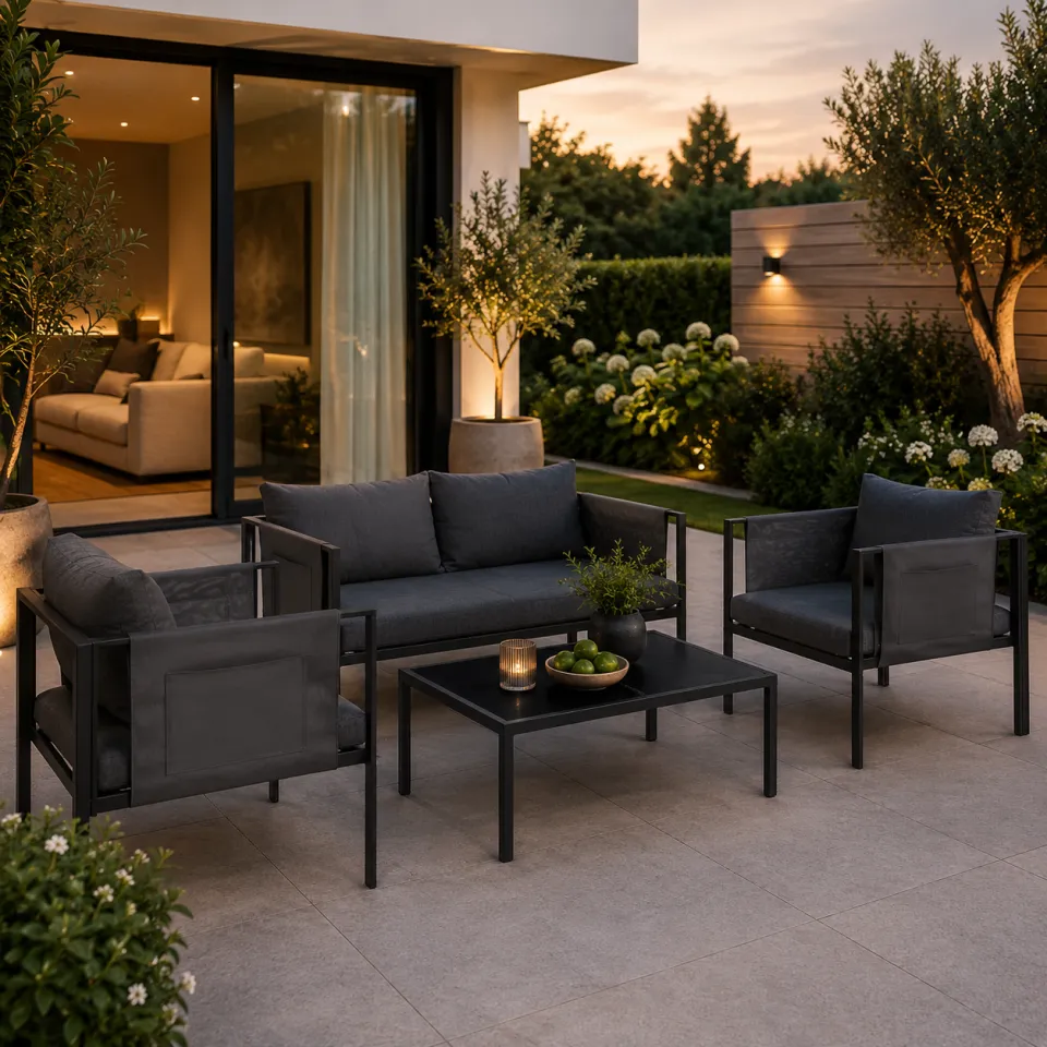 Artichok Fardau 4 delige tuin loungeset donkergrijs - met zitkussens grijs, foto 2