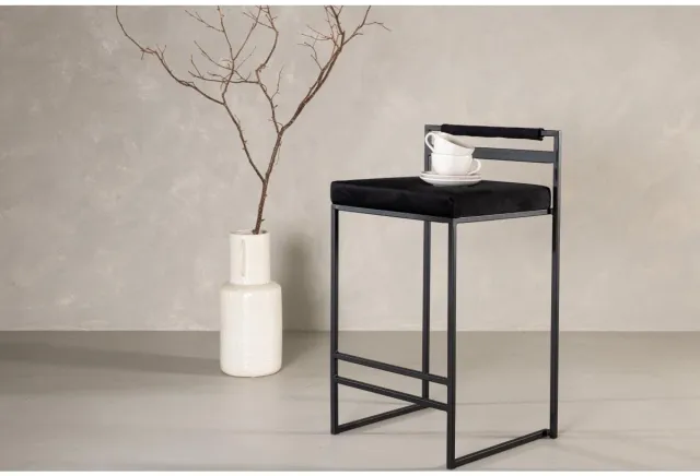 Svea Pano barkruk 66 cm - velvet - zwart