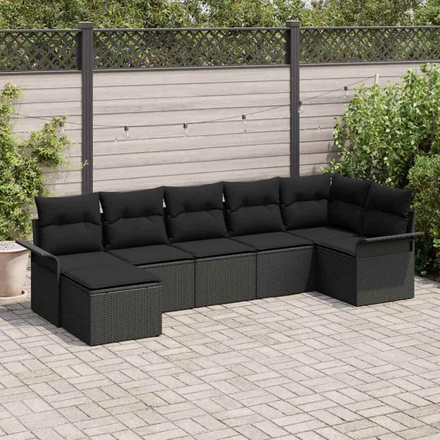 vidaXL Tuin Sofa Set 7 st Zwart poly rattan, foto 2