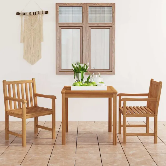 vidaXL 3-delige tuinset 80x80 cm massief teakhout bruin, foto 2