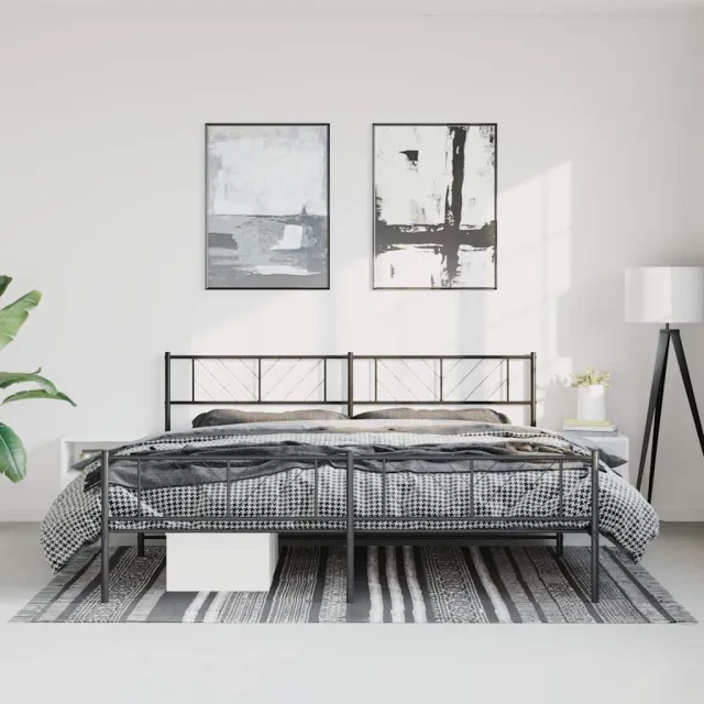 vidaXL Bedframe met hoofd- en voeteneinde metaal zwart 183x213 cm