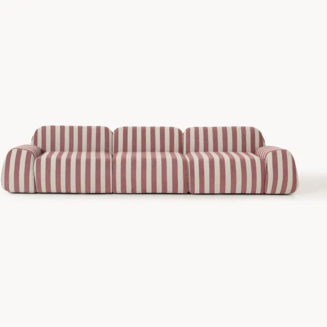Westwing Collection Gestreepte modulaire bank Wolke (4-zits) Wijnrood