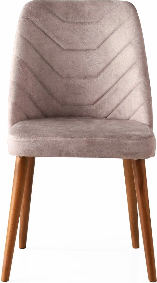 Skye Decor , Stoelenset (4 stuks), Dallas 555 V4, Metaal, Walnoot & Beige, 50 x 49 x 90 cm Wit