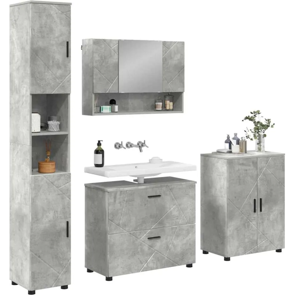 vidaXL Badkamermeubelset 4 st Beton Grijs 35 x 30 x 192 cm