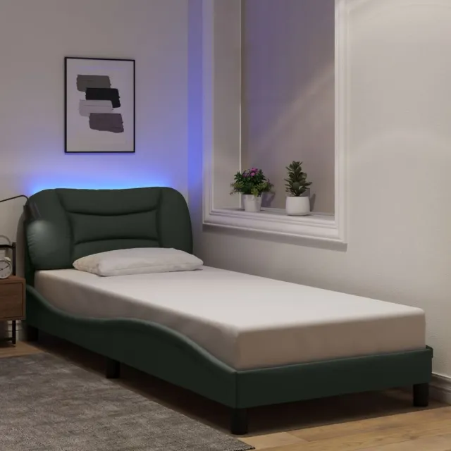 vidaXL Bedframe met LED zonder matras "Hvar" 80x200 cm stof donkergrijs