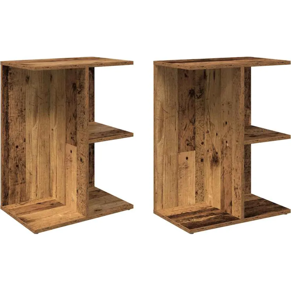 vidaXL Nachtkastjes 2 st 46,5x29x61 cm bewerkt hout oud houtkleurig bruin, foto 3