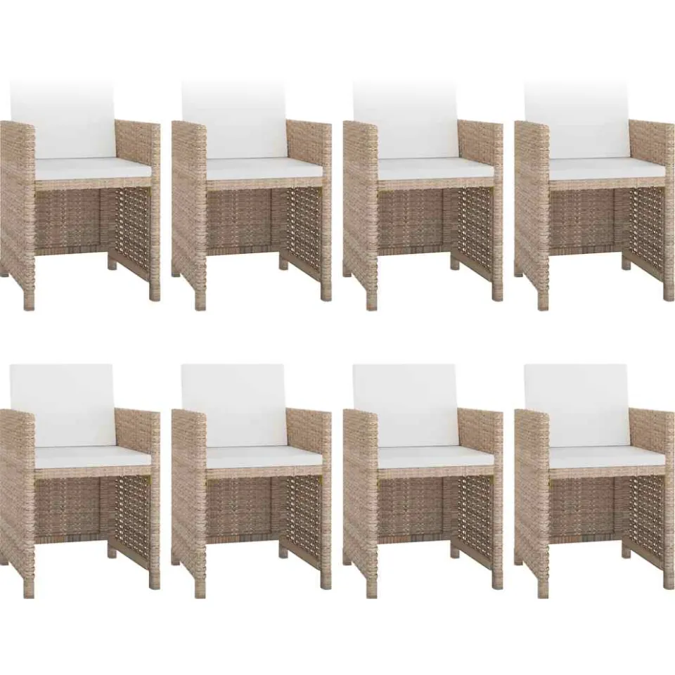 vidaXL 9-delige Tuinset met kussens poly rattan beige