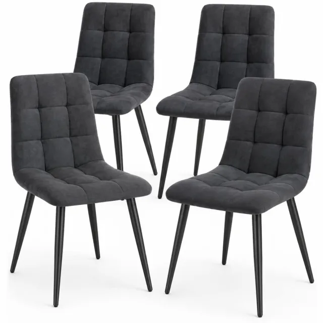 Innovastore Eetkamerstoelen - Eetkamerstoel - Eettafelstoel - Stoel - Gestoffeerde stoelen - Set van 4 - Fluweel - Grijs