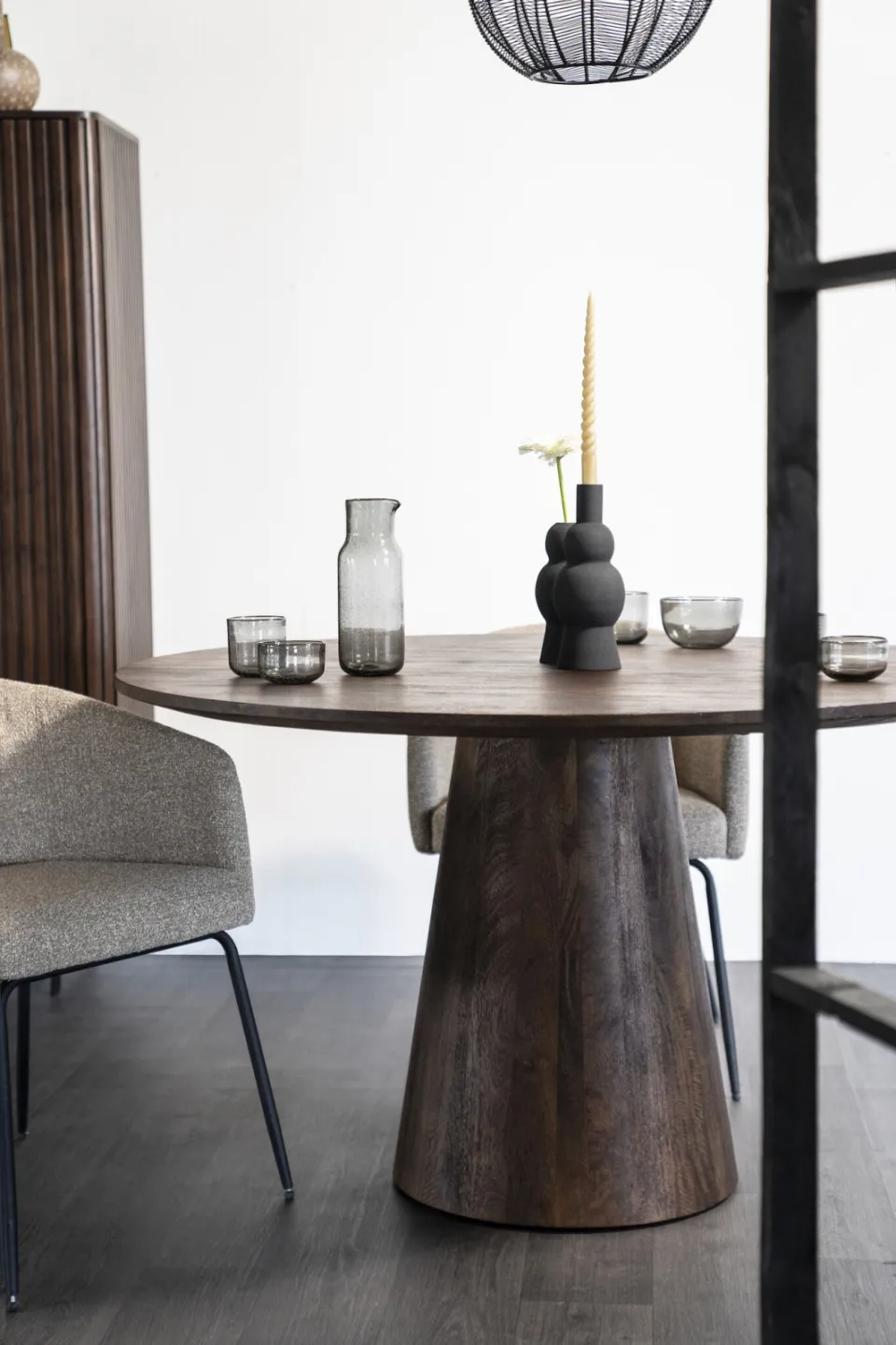Eleonora Ronde Eettafel 'Aron' Mangohout, kleur Bruin, 130cm, foto 4