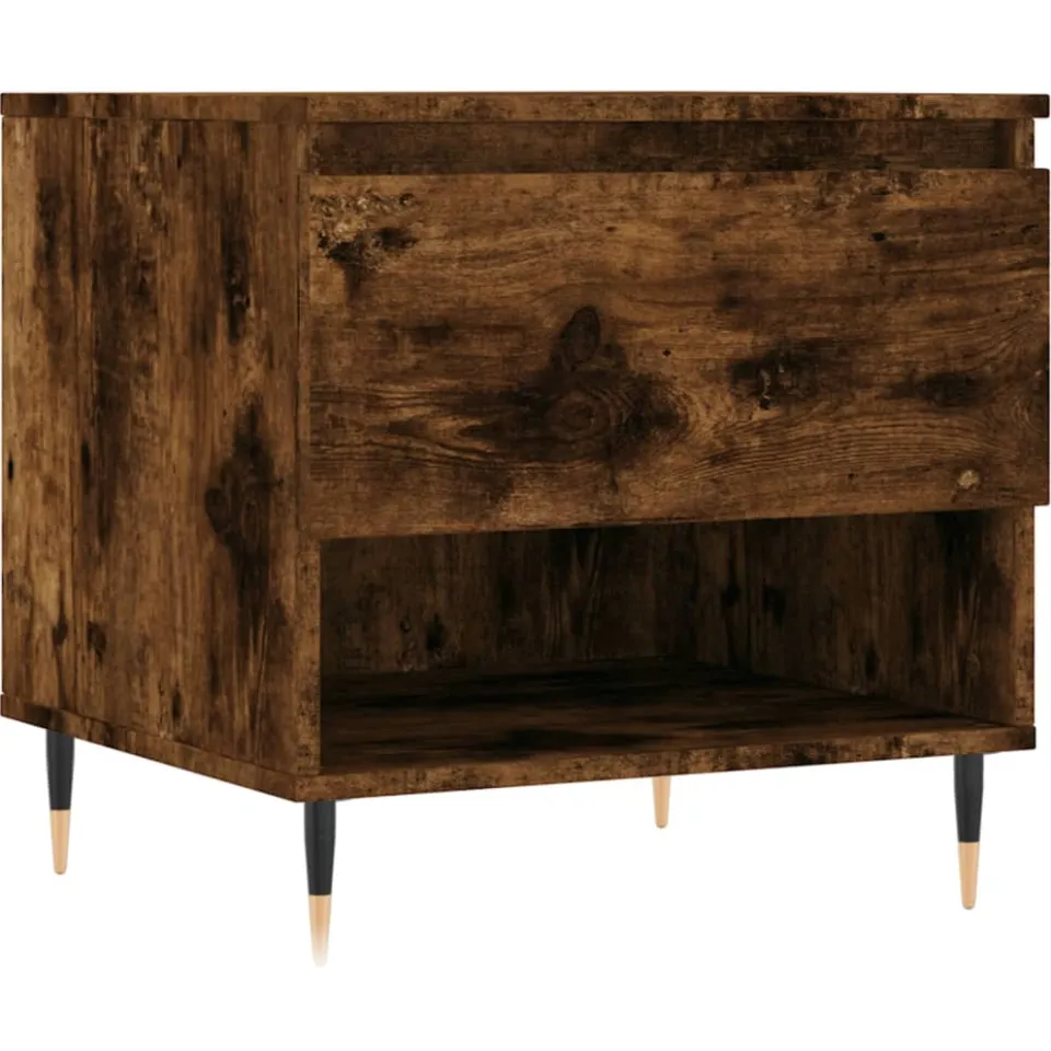 vidaXL Salontafels 2 st 50x46x50 cm bewerkt hout gerookt eikenkleurig