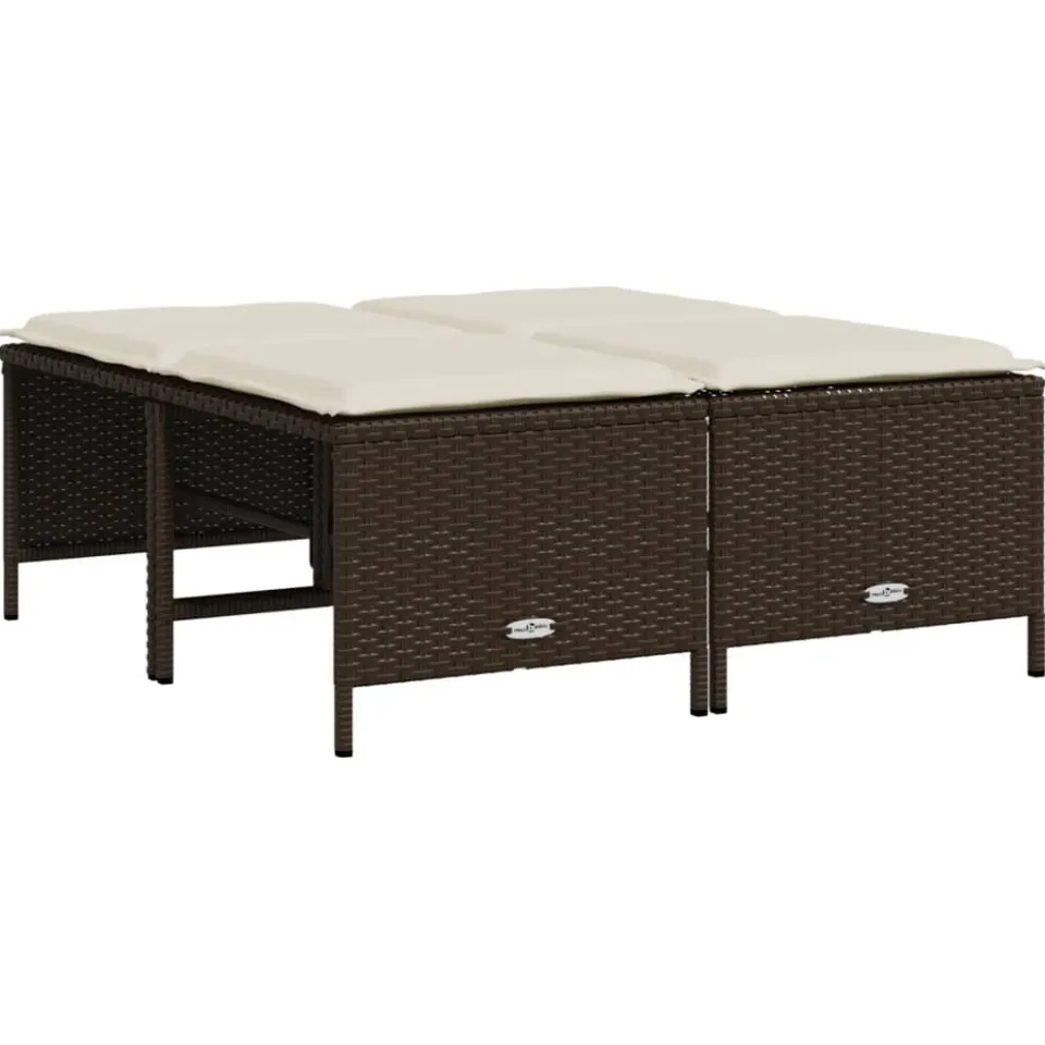 vidaXL 5-delige Loungeset met kussens poly rattan bruin, foto 4