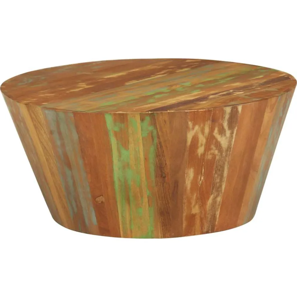 vidaXL Salontafel Ø65x31 cm massief gerecycled hout meerkleurig, foto 4