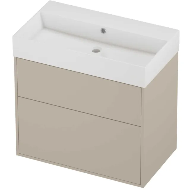 Proline Zara Badmeubelset Porselein Loft 2 Laden 80x46x78 cm Glans Wit Soft Linen Beige