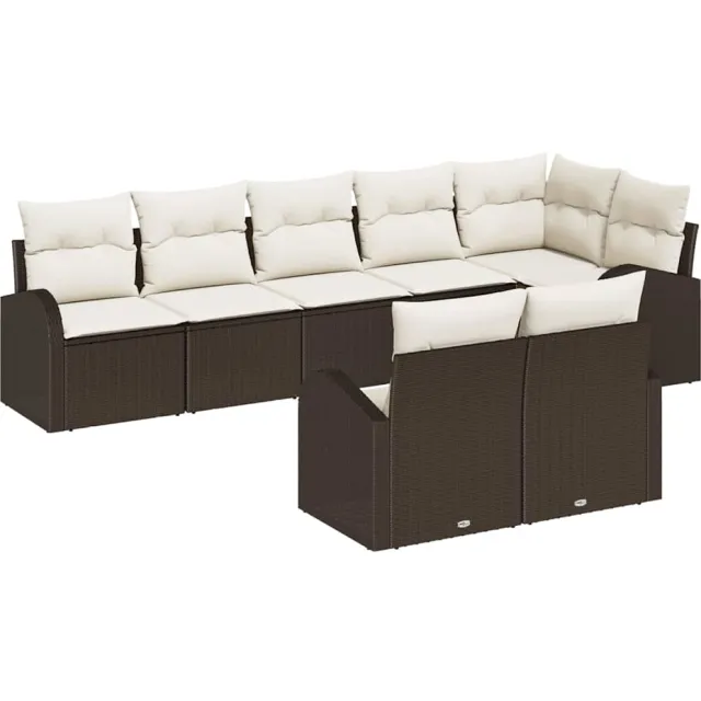 vidaXL Tuinbankenset 8 st Bruin en wit poly rattan, foto 2