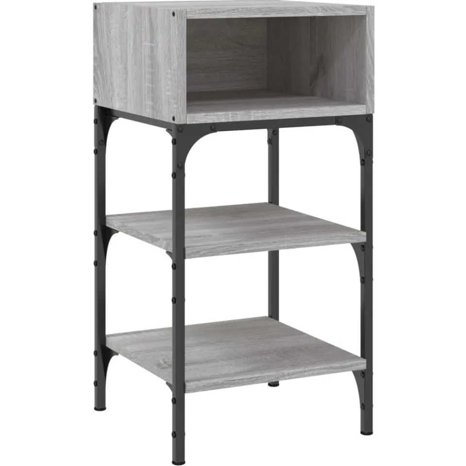 vidaXL Nachtkastjes 2 st 35x34,5x70 cm bewerkt hout grijs sonoma eiken