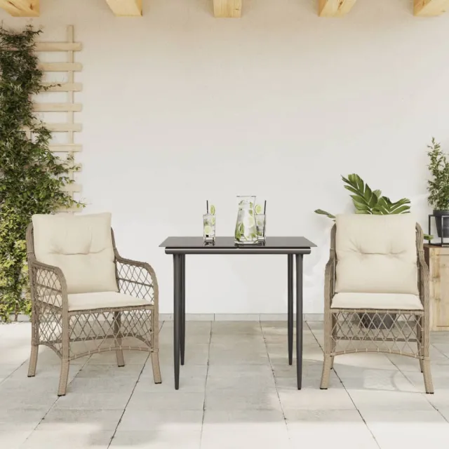 vidaXL 3-delige Bistroset met kussens poly rattan beige, foto 2