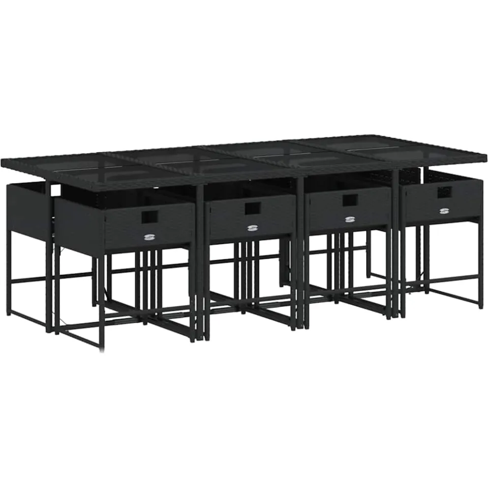vidaXL 9-delige Tuinset poly rattan zwart, foto 4