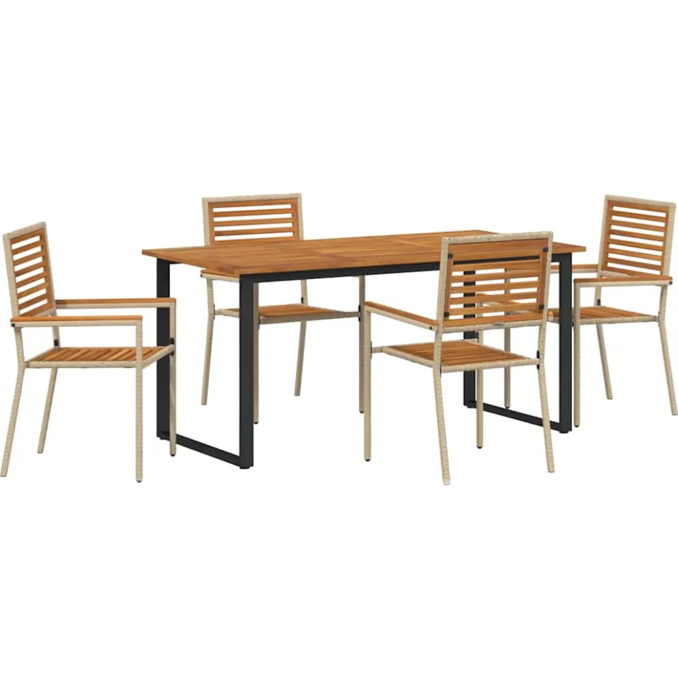 vidaXL Tuin eettafelset 5 st Beige Massief Acaciahout