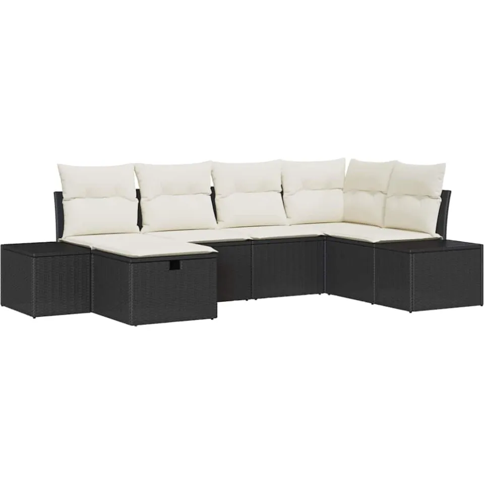 vidaXL Tuin Sofa Set 6 st Zwart poly rattan
