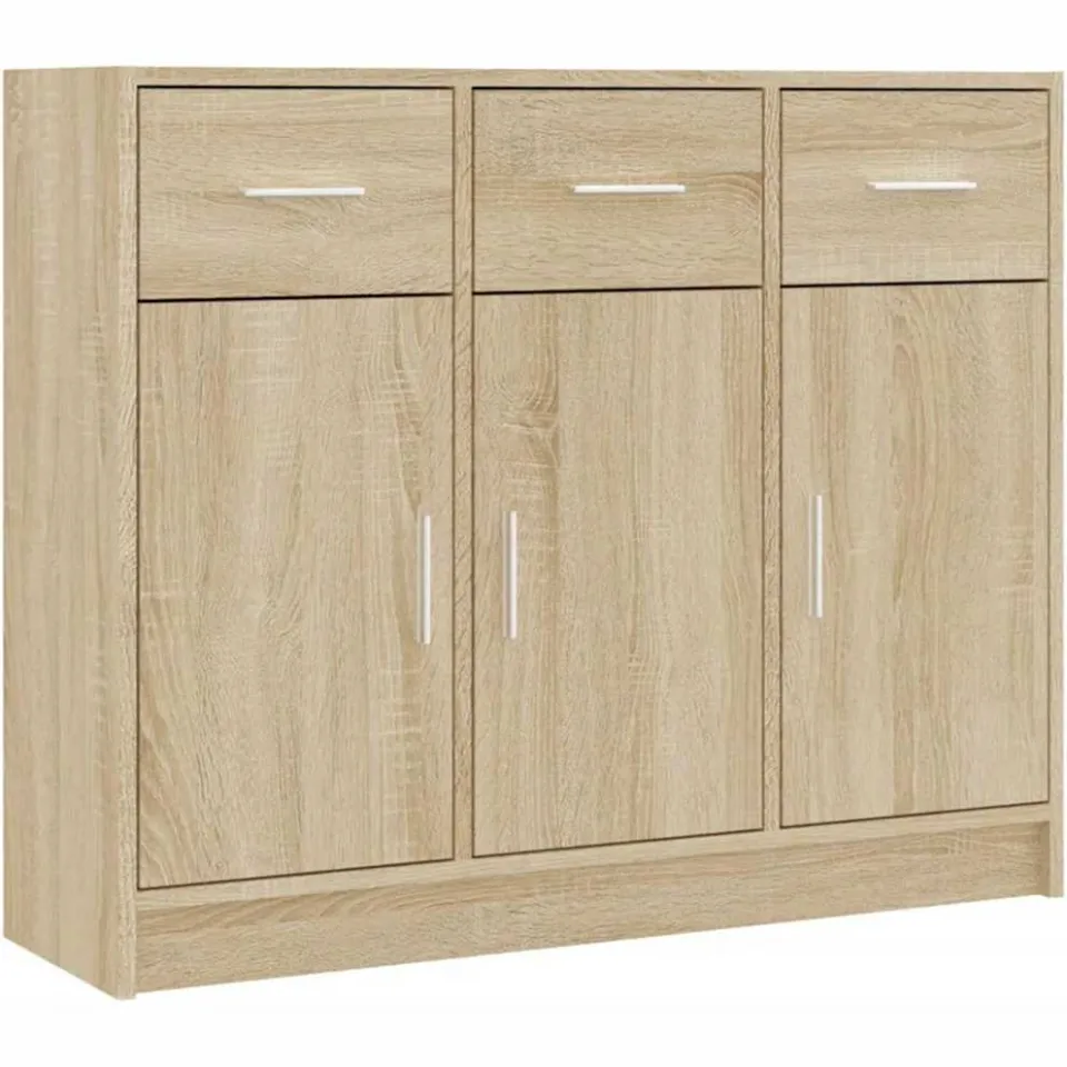 vidaXL Dressoir 91x28x75 cm bewerkt hout sonoma eikenkleurig, foto 3
