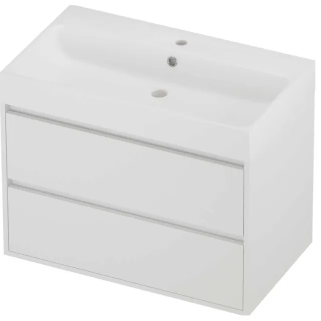 Proline Podium Badmeubelset Polystone Loft 1 Kraangat Greeploos 80x46x62 cm Mat Wit Mat White