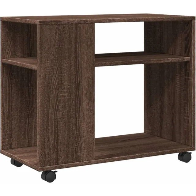vidaXL Bijzettafel - met - wieltjes - 70x35x60 - cm - hout - bruin - eikenkleurig bruineiken
