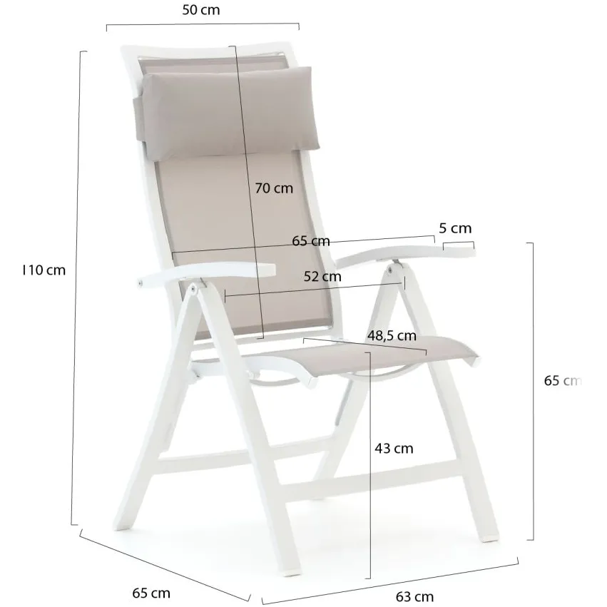 Bellagio tuinmeubelen Bellagio Lugo/Lodola ø 130cm dining tuinset 5-delig verstelbaar Wit