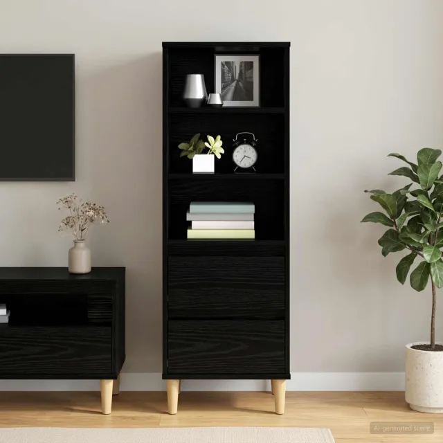 vidaXL Hoge kast Zwart eiken 40 x 36 x 110 cm Bewerkt hout, foto 2