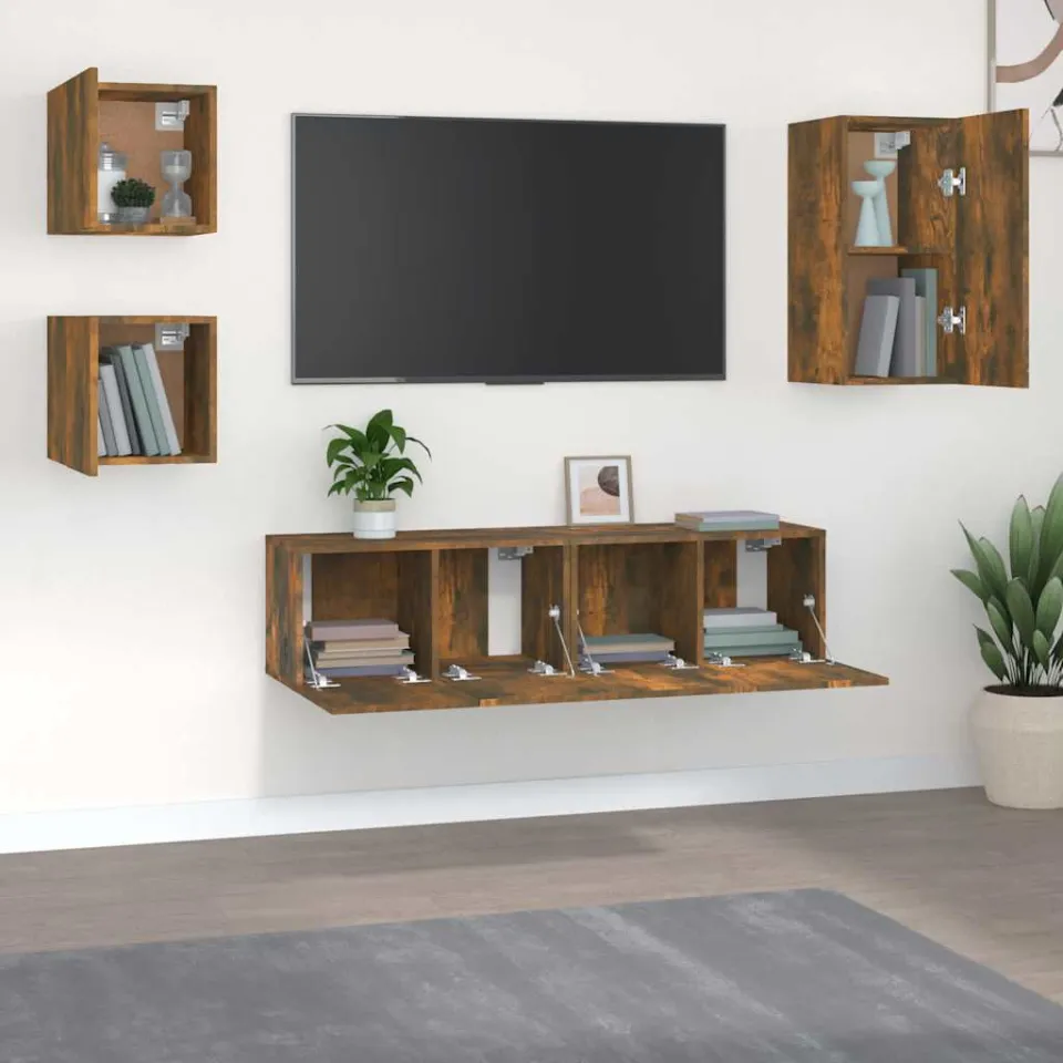 vidaXL 5-delige Tv-meubelset bewerkt hout gerookt eikenkleurig, foto 3