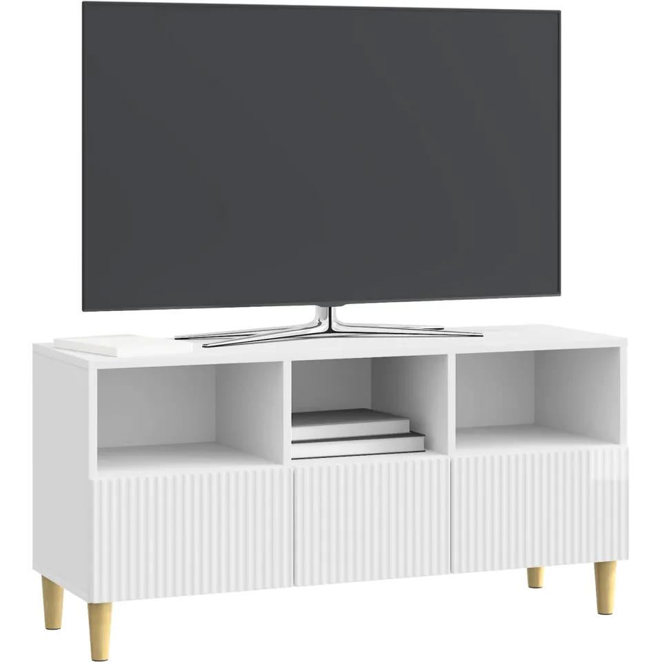 vidaXL TV-kast 102 x 34,5 x 50 cm Hoogglans Wit Bewerkt hout