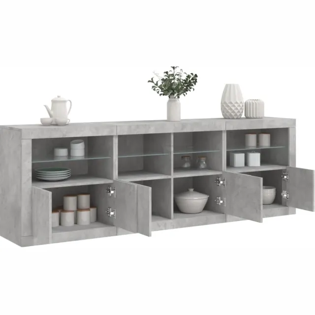 vidaXL Dressoir met LED-verlichting 202x37x67 cm betongrijs