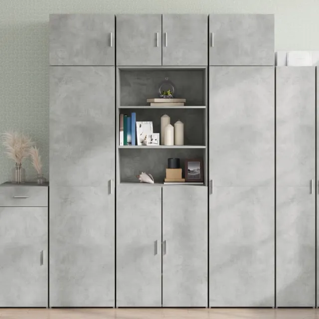 vidaXL Opbergkast 70x42,5x225 cm bewerkt hout betongrijs grijs, foto 2
