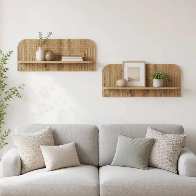 vidaXL Wandplank 2 st Artisanaal eiken 102 x 13,5 x 37,5 cm Bruin
